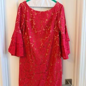 Eliza J Vibrant Pink Lace Dress